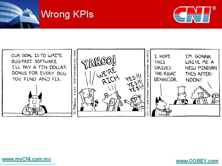 Wrong KPIs “What is the moral of the story? ” www. my. CNI. com.