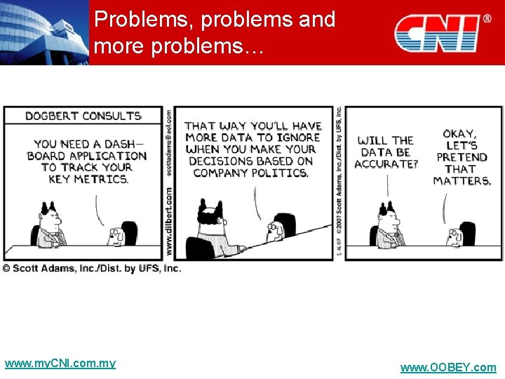 Problems, problems and more problems… www. my. CNI. com. my www. OOBEY. com 