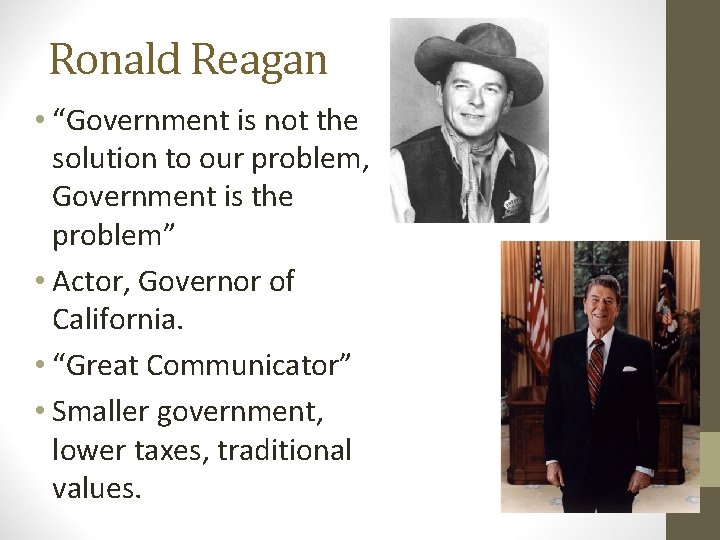 Ronald Reagan • “Government is not the solution to our problem, Government is the