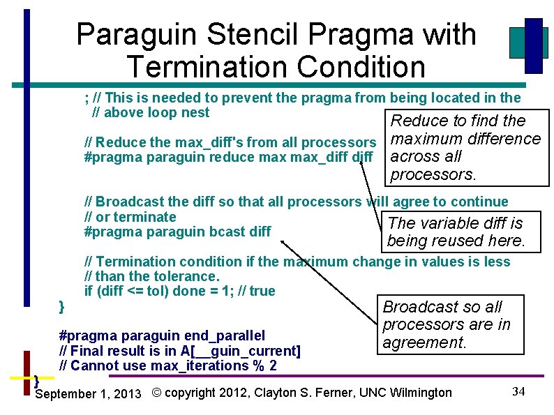 Paraguin Stencil Pragma with Termination Condition ; // This is needed to prevent the