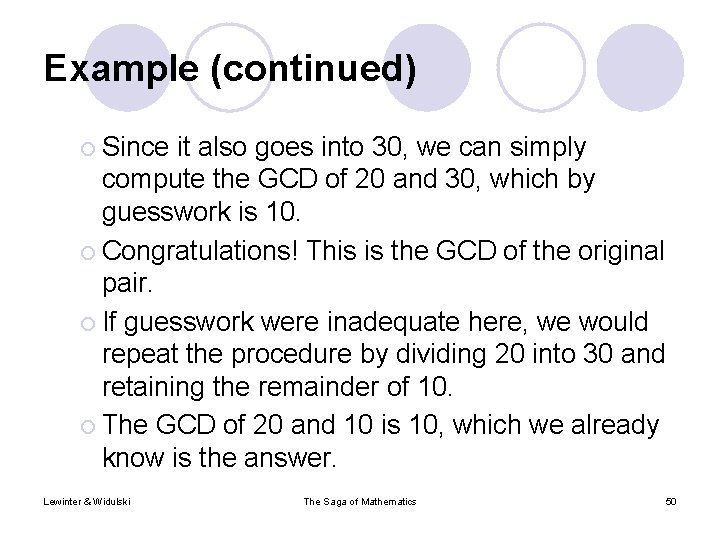 Example (continued) ¡ Since it also goes into 30, we can simply compute the