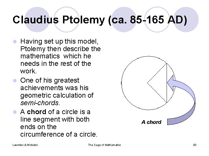 Claudius Ptolemy (ca. 85 -165 AD) Having set up this model, Ptolemy then describe