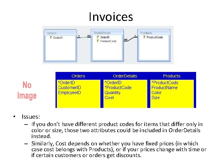 Invoices • Issues: – If you don’t have different product codes for items that
