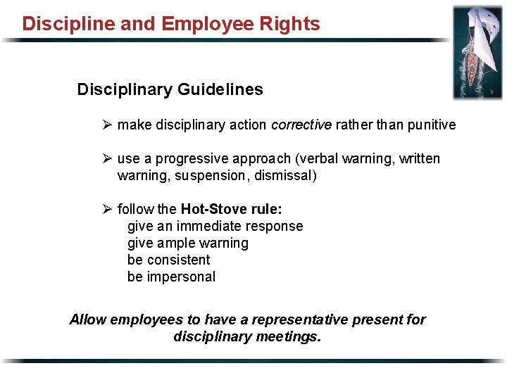 Discipline and Employee Rights Disciplinary Guidelines Ø make disciplinary action corrective rather than punitive