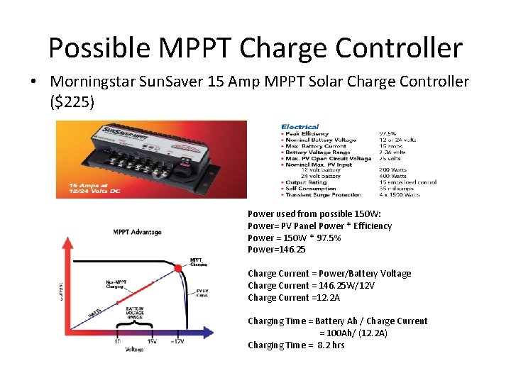 Possible MPPT Charge Controller • Morningstar Sun. Saver 15 Amp MPPT Solar Charge Controller