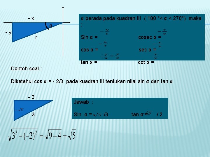 -x α -y r α berada pada kuadran III ( 180 °< α <