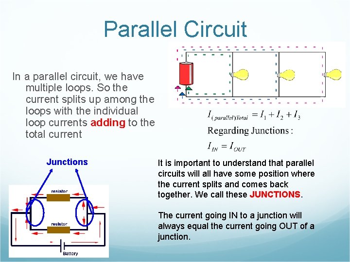 Parallel Circuit In a parallel circuit, we have multiple loops. So the current splits Parallel Circuit In a parallel circuit, we have multiple loops. So the current splits
