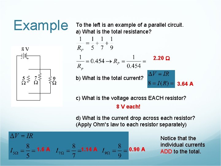 Example To the left is an example of a parallel circuit. a) What is Example To the left is an example of a parallel circuit. a) What is