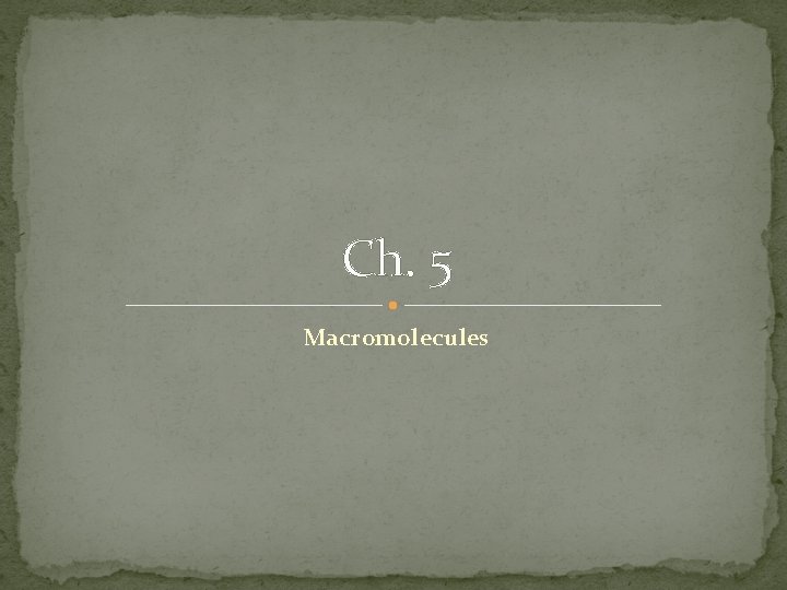 Ch. 5 Macromolecules 