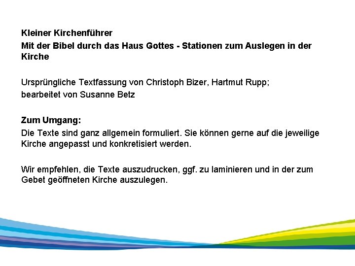 Kleiner Kirchenführer Mit der Bibel durch das Haus Gottes - Stationen zum Auslegen in