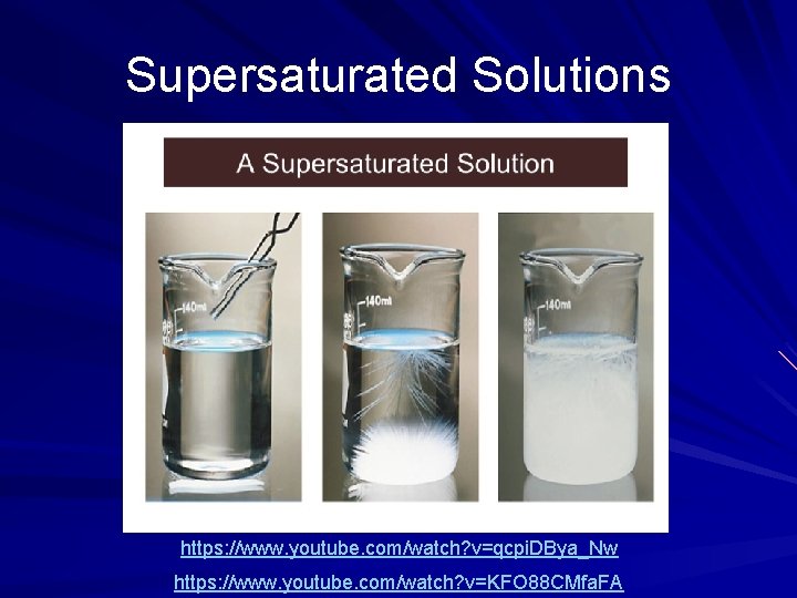 Supersaturated Solutions https: //www. youtube. com/watch? v=qcpi. DBya_Nw https: //www. youtube. com/watch? v=KFO 88