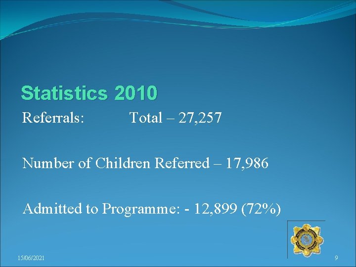 Statistics 2010 Referrals: Total – 27, 257 Number of Children Referred – 17, 986