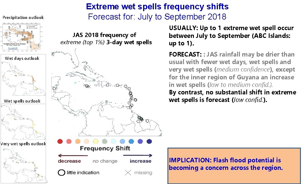 Precipitation outlook Extreme wet spells frequency shifts Forecast for: July to September 2018 JAS
