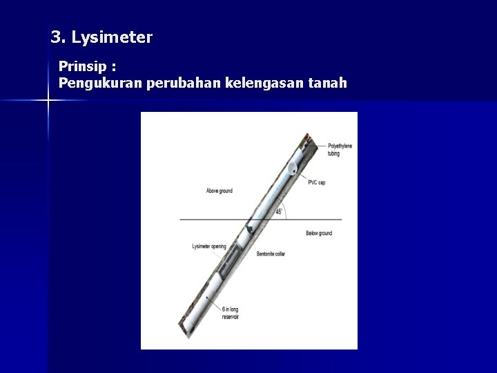 3. Lysimeter Prinsip : Pengukuran perubahan kelengasan tanah 