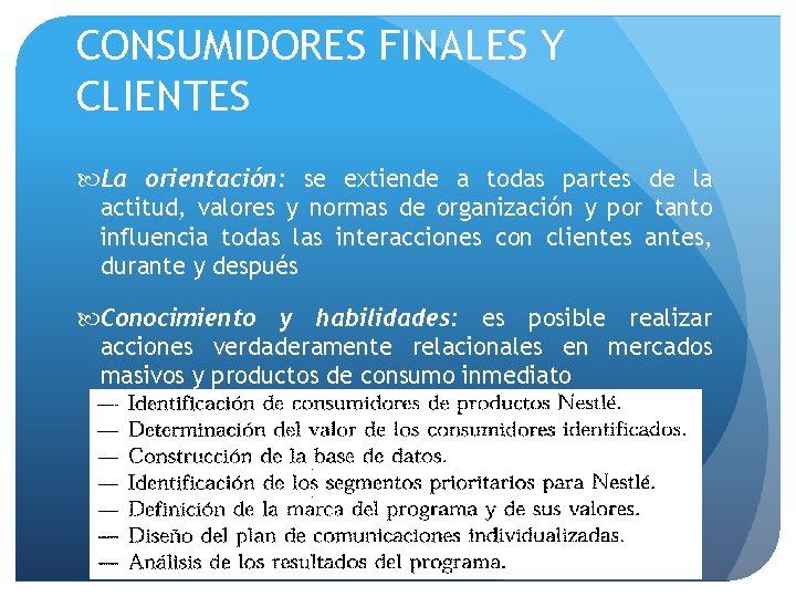 CONSUMIDORES FINALES Y CLIENTES La orientación: se extiende a todas partes de la actitud,