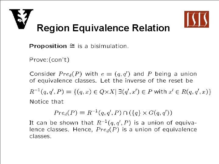 Region Equivalence Relation 