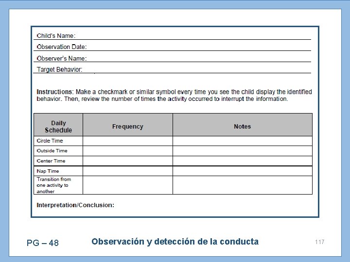 PG – 48 Observación y detección de la conducta 117 