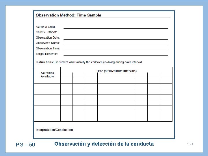PG – 50 Observación y detección de la conducta 123 
