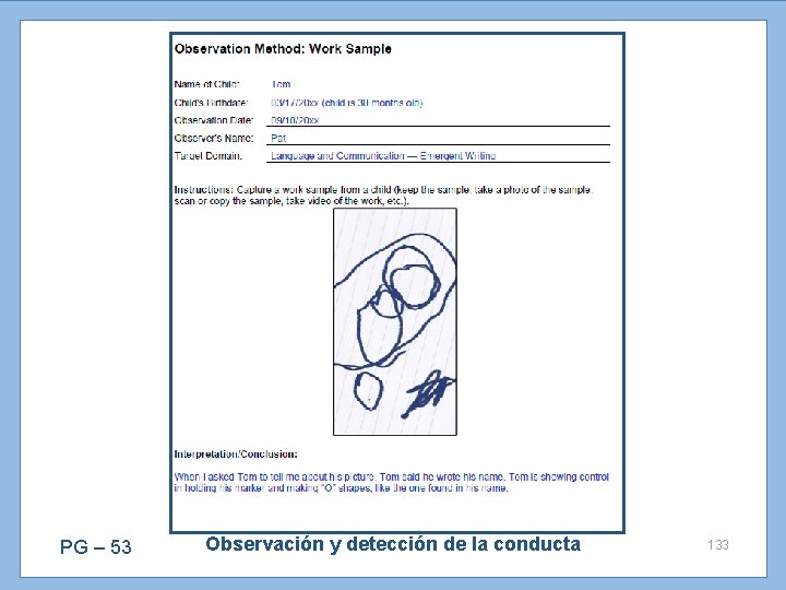 PG – 53 Observación y detección de la conducta 133 