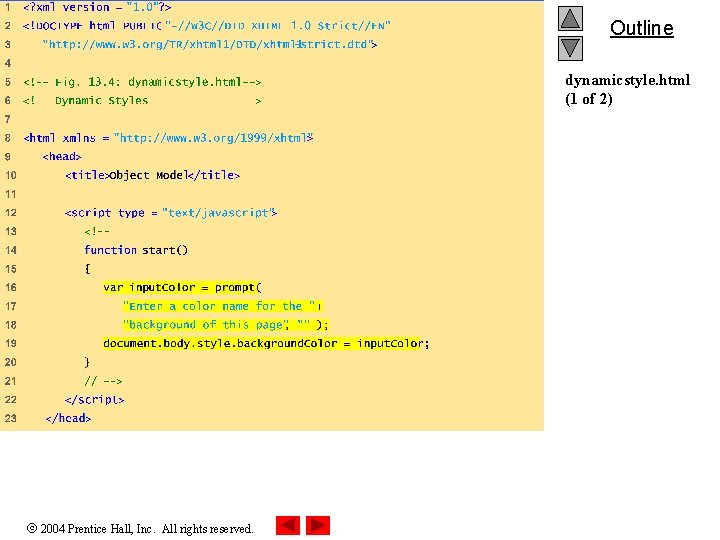 Outline dynamicstyle. html (1 of 2) 2004 Prentice Hall, Inc. All rights reserved. 