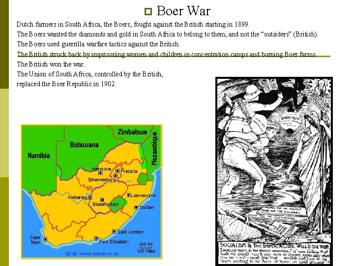 p p p p Boer War Dutch farmers in South Africa, the Boers, fought