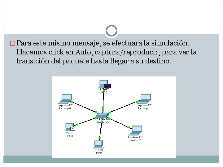 � Para este mismo mensaje, se efectuara la simulación. Hacemos click en Auto, captura/reproducir,