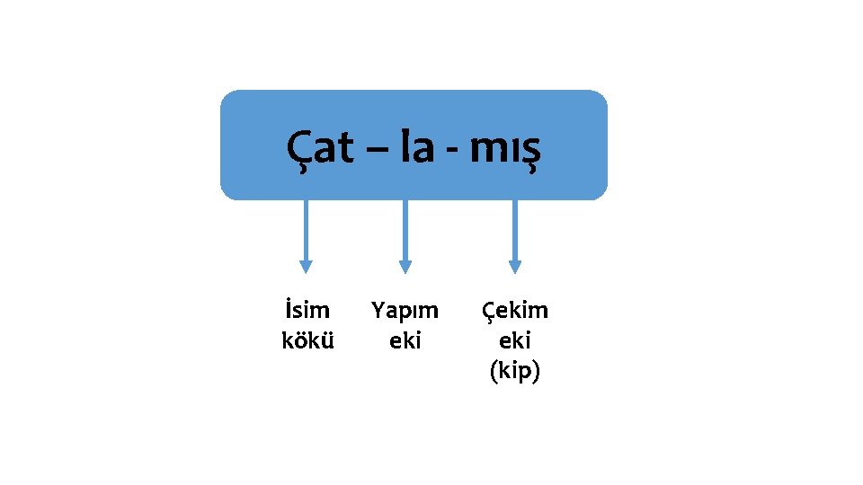 Çat – la - mış İsim kökü Yapım eki Çekim eki (kip) 