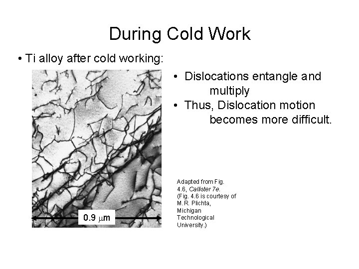 During Cold Work • Ti alloy after cold working: • Dislocations entangle and multiply