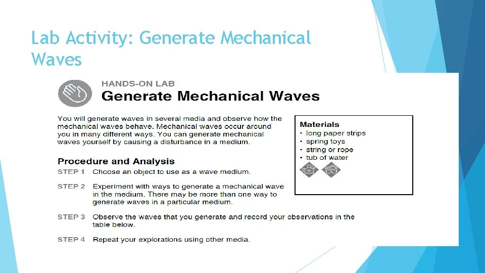 Lab Activity: Generate Mechanical Waves 
