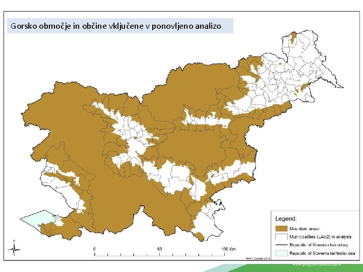 Gorsko območje in občine vključene v ponovljeno analizo 