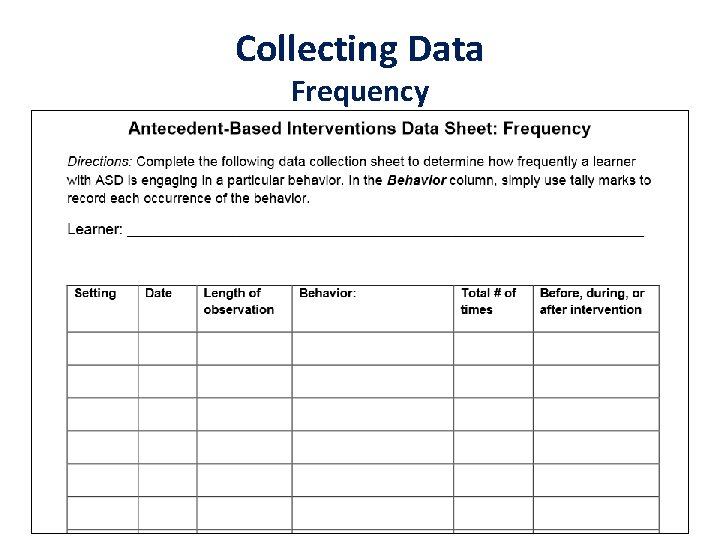 Collecting Data Frequency • Screenshot of datasheet 