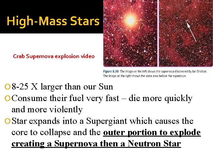 High-Mass Stars Crab Supernova explosion video 8 -25 X larger than our Sun Consume