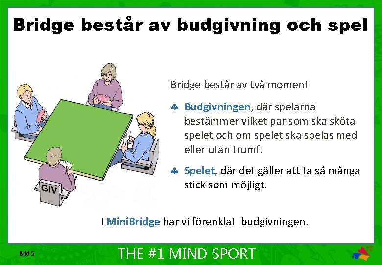 Bridge består av budgivning och spel Bridge består av två moment § Budgivningen, där