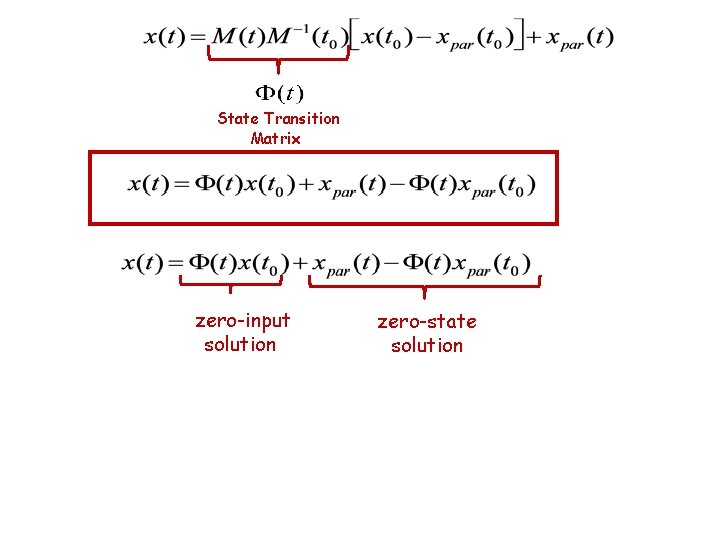 State Transition Matrix zero-input solution zero-state solution  State Transition Matrix zero-input solution zero-state solution