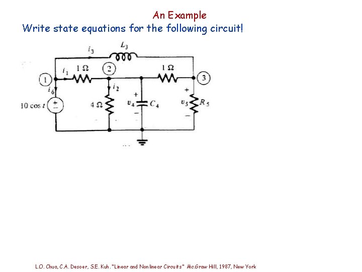 An Example Write state equations for the following circuit! L. O. Chua, C. A. An Example Write state equations for the following circuit! L. O. Chua, C. A.