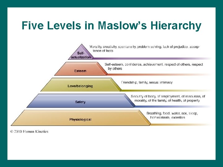Five Levels in Maslow’s Hierarchy 
