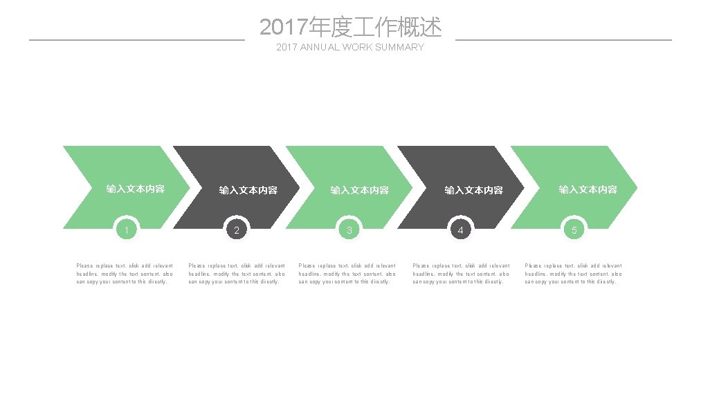 2017年度 作概述 2017 ANNUAL WORK SUMMARY 输入文本内容 1 Please replace text, click add relevant