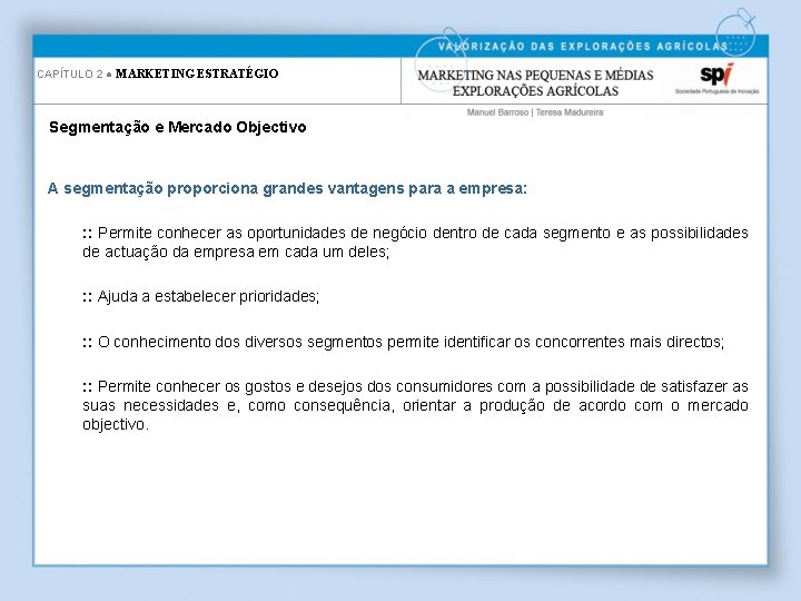 CAPÍTULO 2 ● MARKETING ESTRATÉGIO Segmentação e Mercado Objectivo A segmentação proporciona grandes vantagens