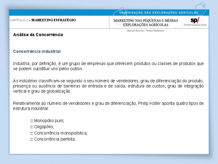 CAPÍTULO 2 ● MARKETING ESTRATÉGIO Análise da Concorrência industrial Indústria, por definição, é um