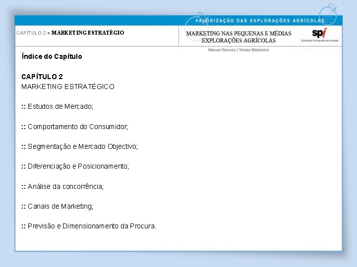 CAPÍTULO 2 ● MARKETING ESTRATÉGIO Índice do Capítulo CAPÍTULO 2 MARKETING ESTRATÉGICO : :