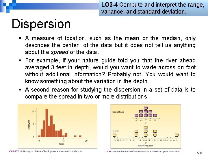 LO 3 -4 Compute and interpret the range, variance, and standard deviation. Dispersion §