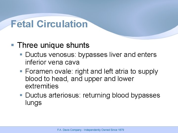 Fetal Circulation § Three unique shunts § Ductus venosus: bypasses liver and enters inferior