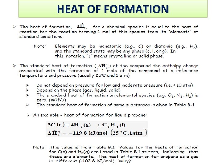 HEAT OF FORMATION 
