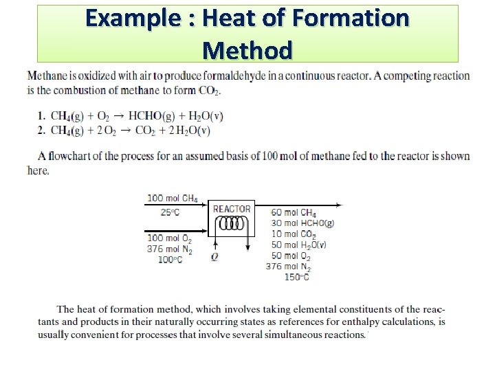 Example : Heat of Formation Method 