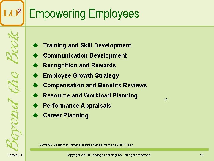 Beyond the Book LO 2 Empowering Employees Chapter 19 u Training and Skill Development