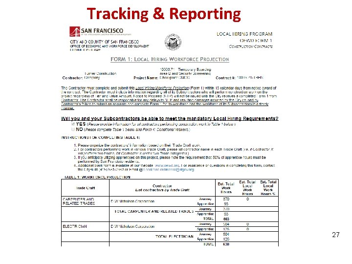 Tracking & Reporting 27 
