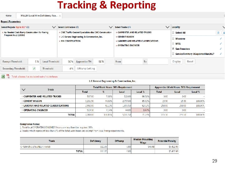 Tracking & Reporting 29 