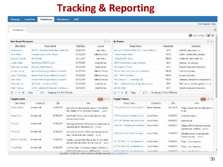 Tracking & Reporting 30 