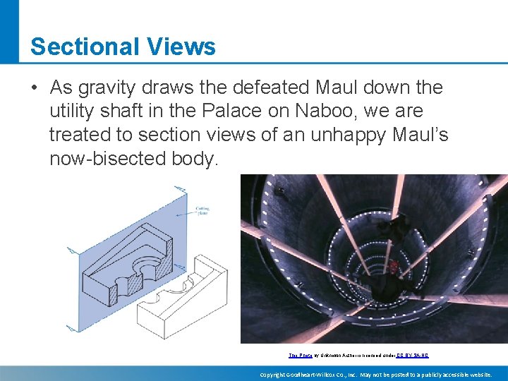 Sectional Views • As gravity draws the defeated Maul down the utility shaft in