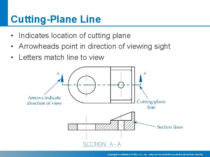 Cutting-Plane Line • Indicates location of cutting plane • Arrowheads point in direction of